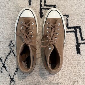 Converse Tan Suede Sneakers with White Accents